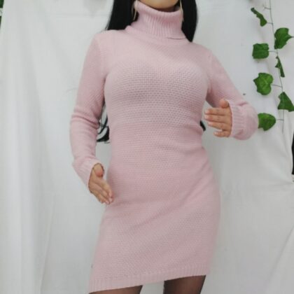Vestido Casual Rosado Cuello Tortuga 🐢